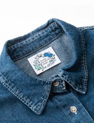 Cotton Label Double-Sided Woven Label Blue Garden 2 Pack