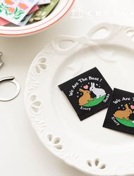 Cotton Label Double-Sided Woven Label Rabbit Couple 2 Pack