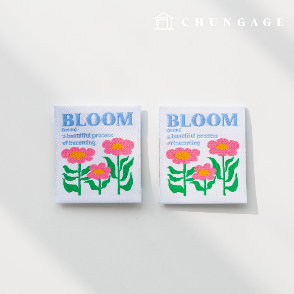 Cotton Label Double-Sided Woven Label Bloom Garden 2 Pack