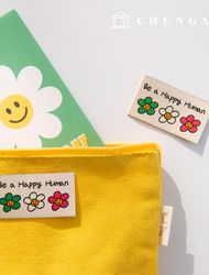 Cotton Label Double-Sided Woven Label Tri-Color Daisy 2 Pack