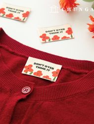 Cotton Label Double-Sided Woven Label Small Poppy 2 Pack