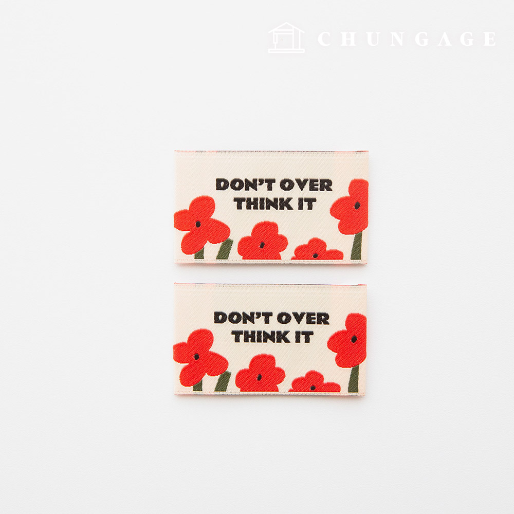 Cotton Label Double-Sided Woven Label Small Poppy 2 Pack