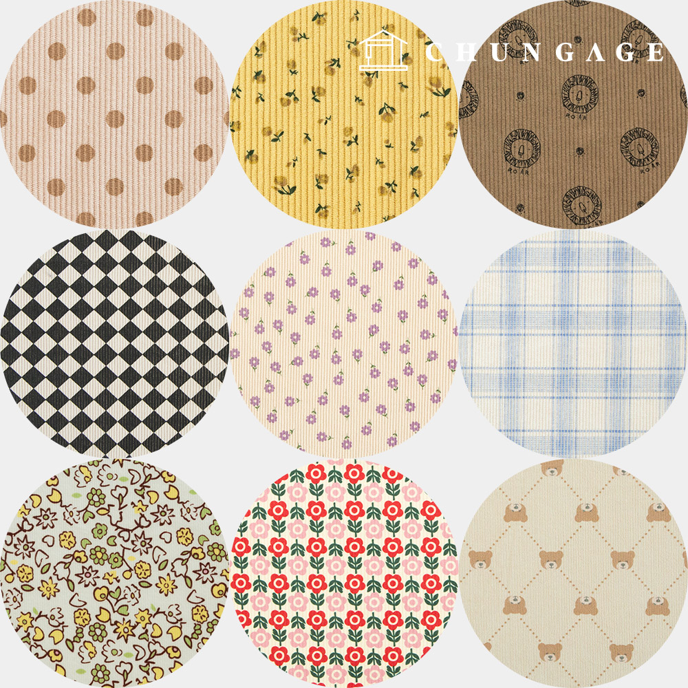 Corduroy Fabric Span Corduroy 8W 16W Floral Fabric Check Dot Print Wide Width Winter Fabric 65 types