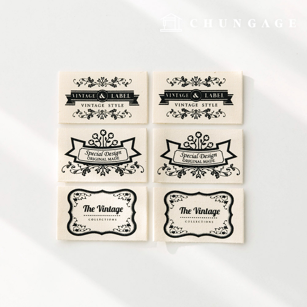 Cotton Label Double-sided Label Botanic Vintage 3 types 2-piece set